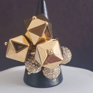 Kate Spade New York Gold‎ Plated Bauble Statement Ring with Rhinestones Size 6